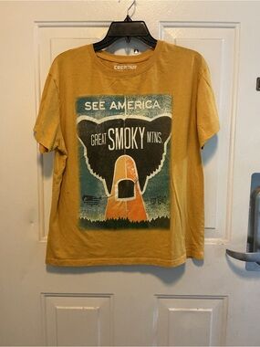 Men's Short Sleeve Graphic Tee - Mustard Yellow - Great Smoky Mtns